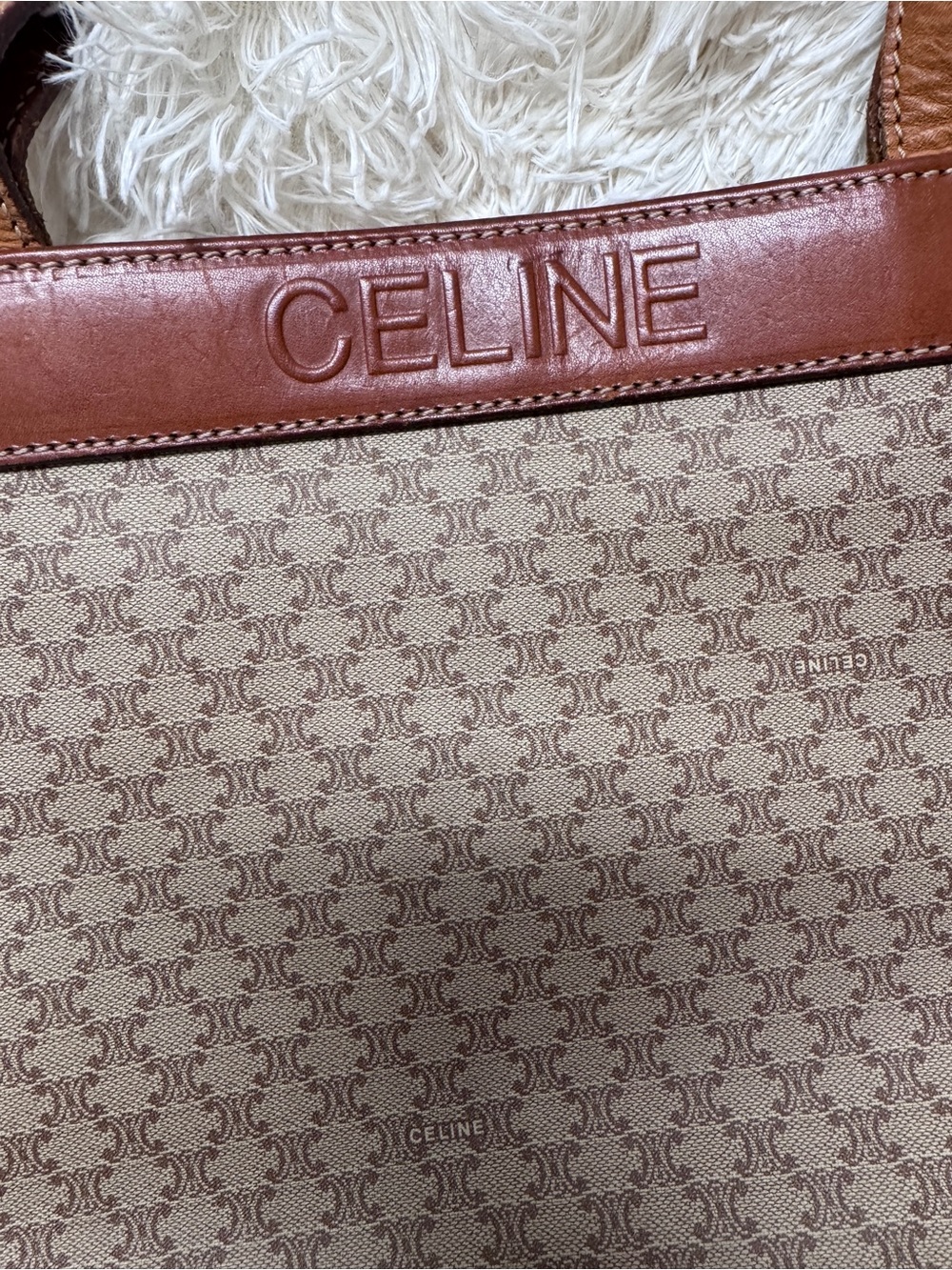 Vintage Celine Triomphe Brown Monogram Canvas Tote Bag - Picture 2 of 9